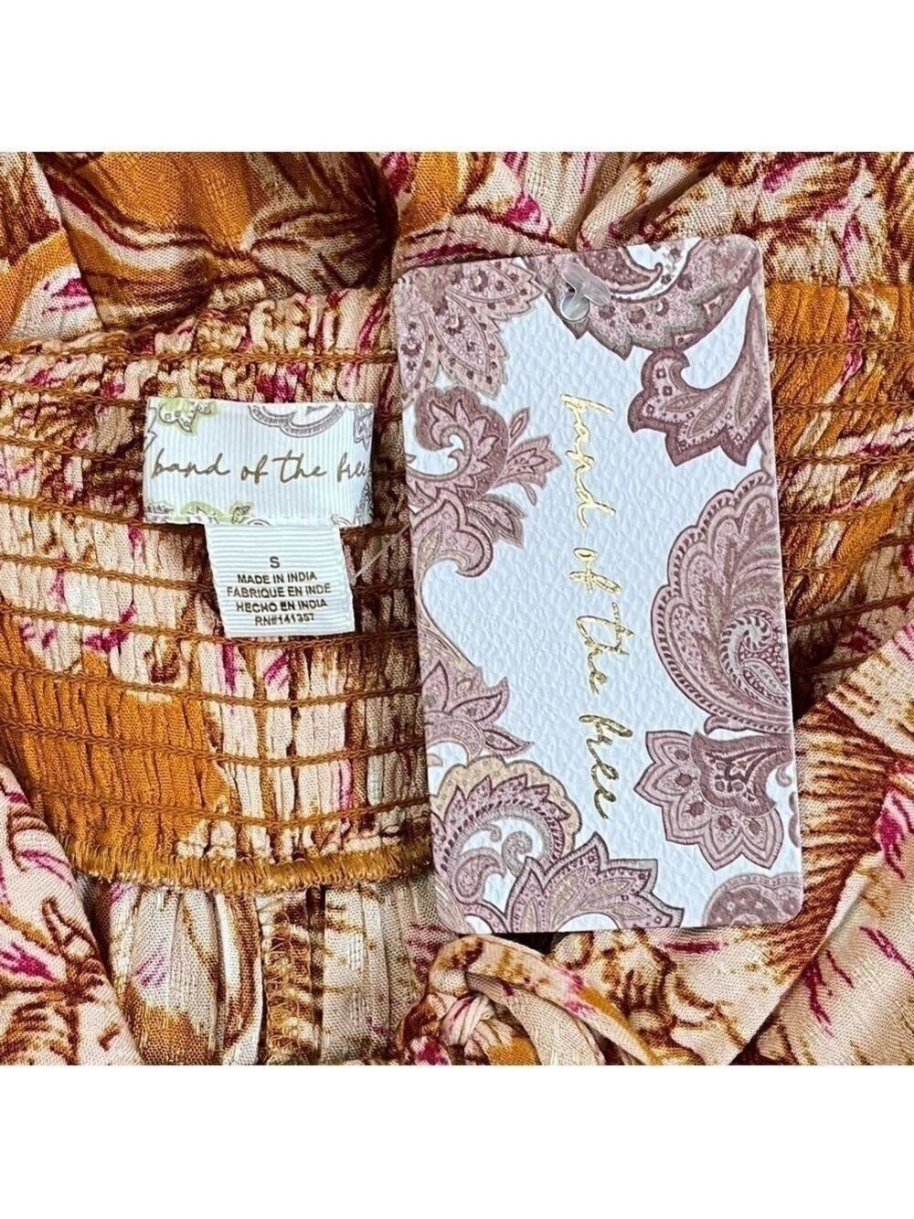 Band of the Free Arizona Gold Floral Wide Leg Pants Small - Picture 13 of 13